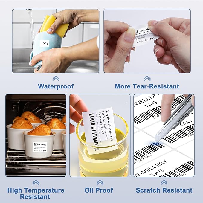 CLABEL Label Maker Machine with Tape 221B Inkless Label Printer Handheld Barcode Printer Compatible with Phone & PC for Retail School Office Organization Label Makers with APP Gray