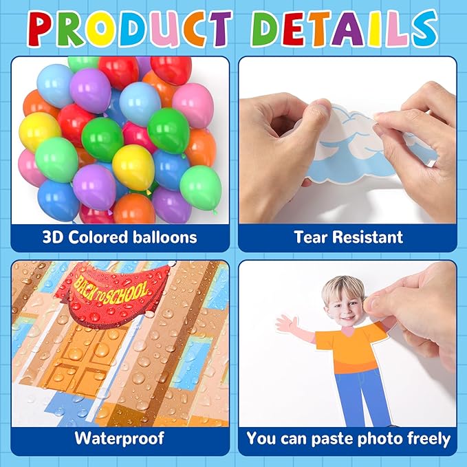 3D Colorful Balloon Bulletin Board Set Adventure Balloon Cloud Classroom Decoration DIY Photo Cutouts Borders Motivational Where Our Adventure Begins Bulletin Board Classroom Wall Party Supplies Decor