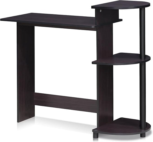 Furinno COMPACT Desk, 28.5" Wide Gaming Desk with Shelves, Computer Desk with Book Shelf, Office Desk for Home Office, Study Room, Dorm, Bedroom, Dark Walnut