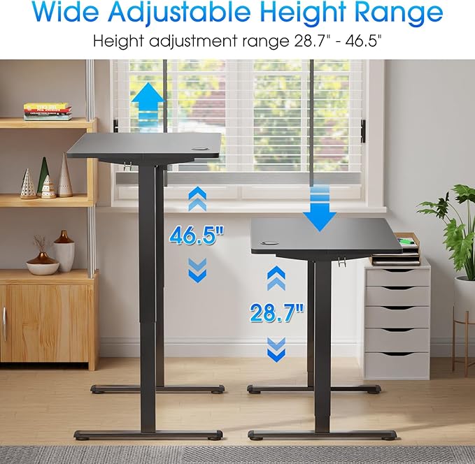 PayLessHere Electric Standing Desk 40x24 Inch Height Adjustable Desk Large Space Office Computer Desk with Headphone Holder 2 Memory Function for Home Office,Black