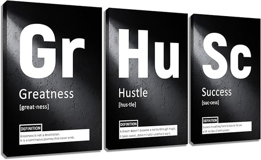 Motivational Canvas Posters Print Framed Wall Art 3 Pieces Inspirational Entrepreneur Quotes Picture Painting Artwork for Living Room Office School Wall Decoration Ready to Hang [72''Wx 36''H]