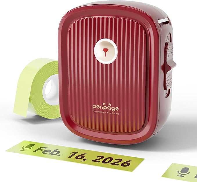 PeriPage Label Maker with Tape, P10 Bluetooth Label Printer with 0.55''x13.8 ft Continuous Labels, Mini Thermal Sticker Printers with Multiple Templates for Home Use, Office Organization