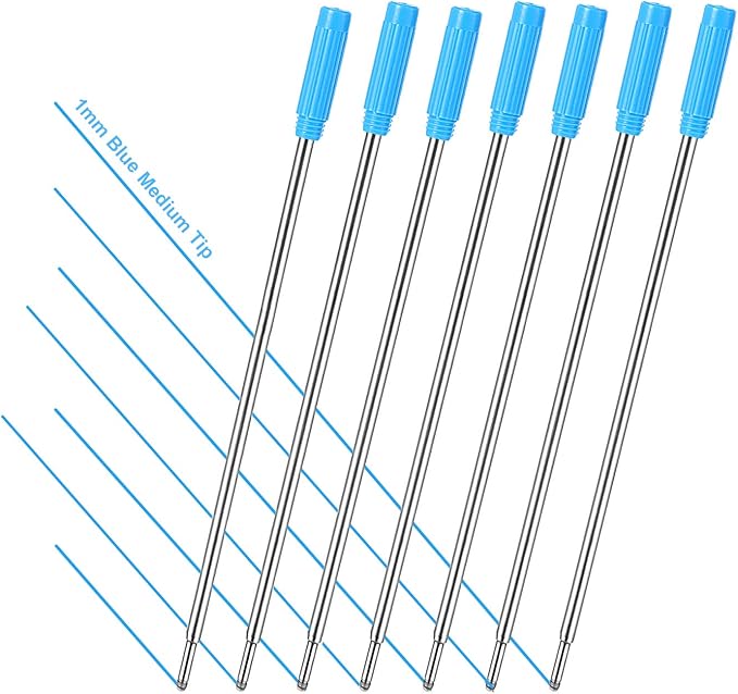 Jovitec 24 Pieces Replaceable Ballpoint Pen Refills Metal Pen Ink Refills Smooth Writing 4.5 Inch (11.6 cm) and 1 mm Medium Tip for Gifts Office(Blue)