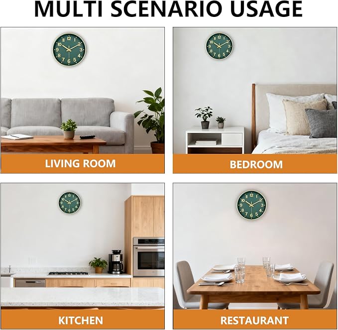 Wall Clocks Battery Operated, 12 Inch Non Ticking Digital Wall Clock, Silent Analog Clock for Bedroom Living Room Kitchen Office Gym Classroom Decor, Large Number Clocks for Seniors Elderly