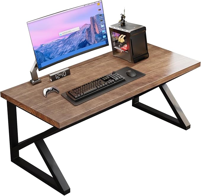 55inch Solid Wood Computer Desk,Large Office Desk Home Simple Modern Long Desk Study Writing Desk Dining Table for Home Office