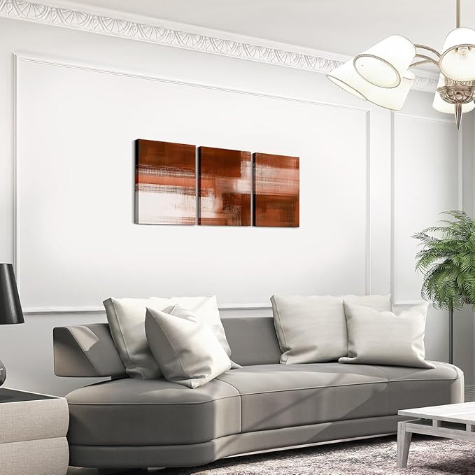 jejeloiu Orange Abstract Art 3 Piece Canvas Wall Art for Living Room Bedroom Modern Art Picture Wall Decor 12"x16"x3pcs Abstract Oil Painting Office Decorations Artwork Posters