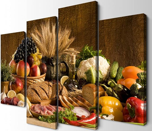 YOUHONG 4 Pieces Kitchen Wall Decor - Fruit Canvas Paintings for Dining Room - Food Wall Art (40''W x 24''H)