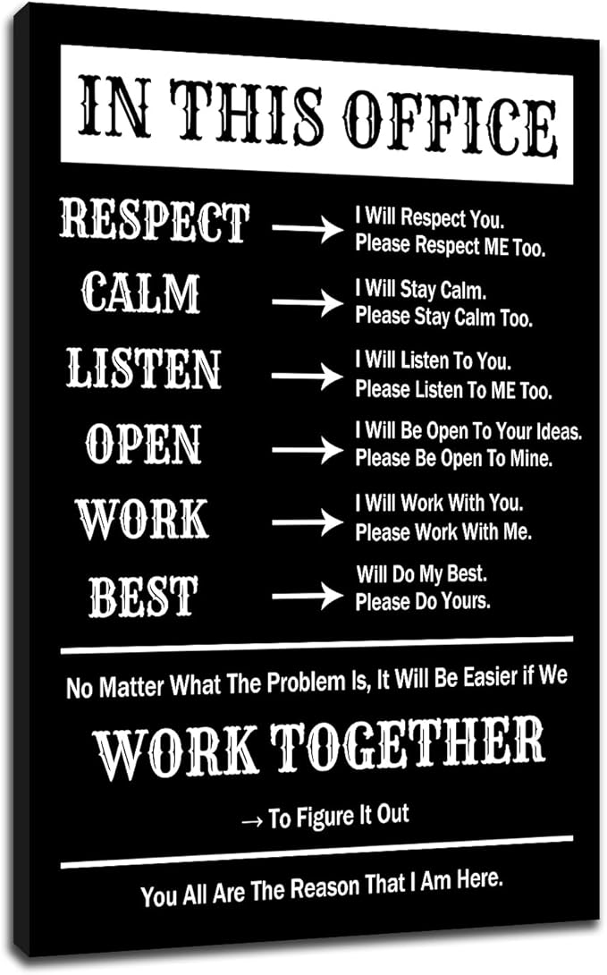 Inspirational Canvas Wall Art Office Decor for Men Picture Print Motivational Positive Quotes Teamwork Theme Painting Posters Artwork for Modern Home Office Decoration Ready to Hang [24''Wx36''H]