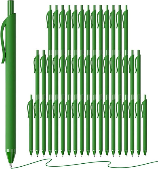 50 Pack Green Ink Pens - Bulk Pens, 1.0MM Medium Point Ballpoint Pens, Smooth Writing No Bleed Retractable Ball Point Pen (Green)