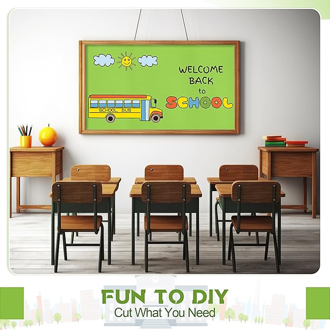 16 in x 40 Ft Fabric Bulletin Board Roll Classroom Non Woven Fabric Background Decorations Waterproof Wrinkle Resistant Bulletin Board for Back to School Wall Decor(Fruit Green,Pure)