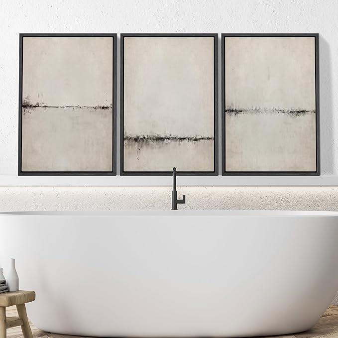 SIGNWIN Framed Canvas Print Wall Art Set Abstract Watercolor Serene Aesthetic Illustrations Modern Art Decorative Nordic Abstract for Living Room, Bedroom, Office - 16"x24"x3 Black