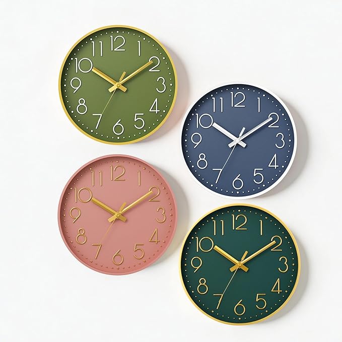 Wall Clock - 8 Inch Silent Non-Ticking Modern 3D Wall Clocks Battery Operated - Decorative Clock for Kitchen, Home Office, Bathroom, Bedroom(Rose Gold)