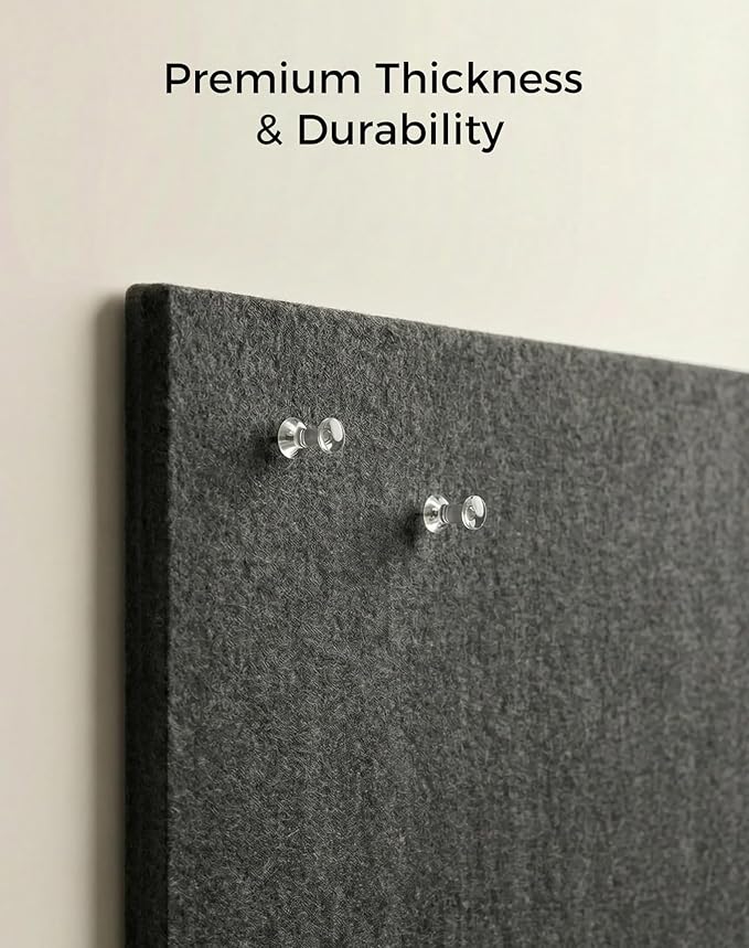 Aothia 12-Pack Felt Bulletin Board Tiles for Walls - 48x36 Modular Bulletin Board, Cork Board Alternative Pin Board for Office & Classroom, 70 Adhesive Tabs & 40 Push Pins Included (Charcoal Gray)
