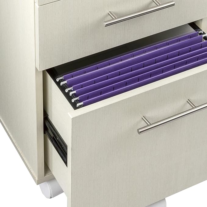 Safco Mayline MNBBFTSS Medina 3-Drawer Lockable Mobile File Cabinet, 26.75"H, Textured Sea Salt Laminate
