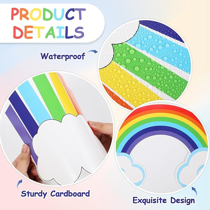 Rainbow Bulletin Board Set Rainbow Welcome Themed Classroom Bulletin Board Decorations Summer Cloud Star Cutouts Classroom Decorations for Back to School Office Home Chalkboard Decor Wall Door