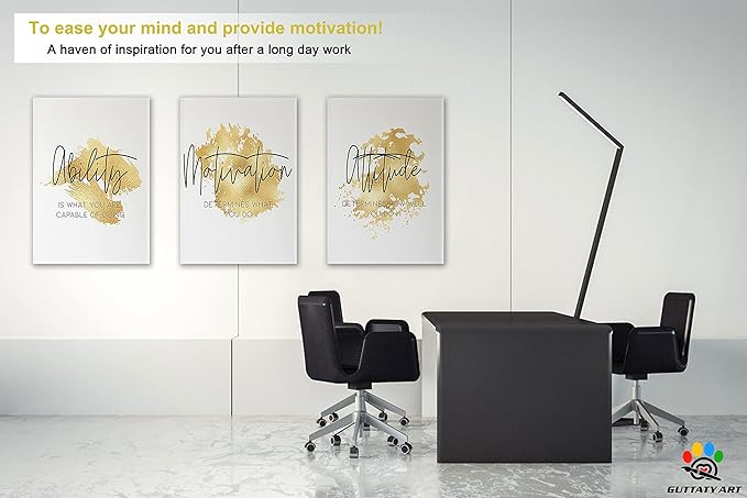 Office Wall Art-3 Panel Motivational Wall Art, Inspirational Quotes Canvas Art for Home Office Wall Decor,Positive Quote Wall Decor, Entrepreneur Words Poster Frame for Company Wall Decor 20”x30”x3Pcs