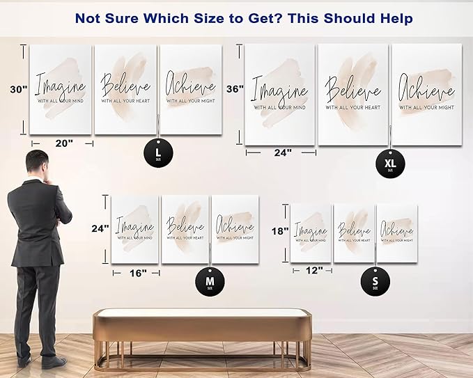 SHMAO Office Canvas Wall Art Motivational Wall Decor, 3 Piece Modern Positive Quotes Print Pictures for Office Wall Decor Women Inspirational Framed Artwork Home Office Decor 12”x18”x3 Panels
