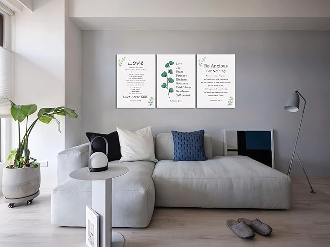 Inspirational Wall Art Be Anxious for Nothing Canvas Office Decor Inspiring Christian Poster Framed Prints Love is Patient Love is Kind Motivational Quotes for Wall Art Decor[60''Wx 28''H]