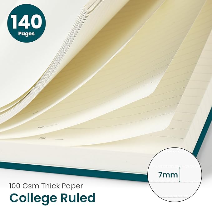 Taja Lined Spiral Journal Notebook for Women & Men, 140 Pages, College Ruled Hardcover Notebook for Work & Note Taking, Journals for Writing, A5(5.7" x 7.9") – Pine Emerald