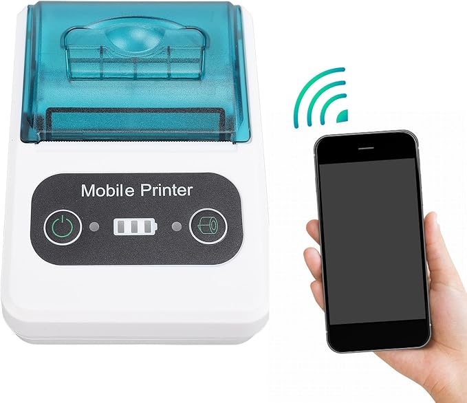 Bewinner Bluetooth Thermal Receipt Printer, 58mm Thermal Shipping Label Printer, Portable Cordless Label Maker Machine for Office Retail Store Restaurant (Green White)