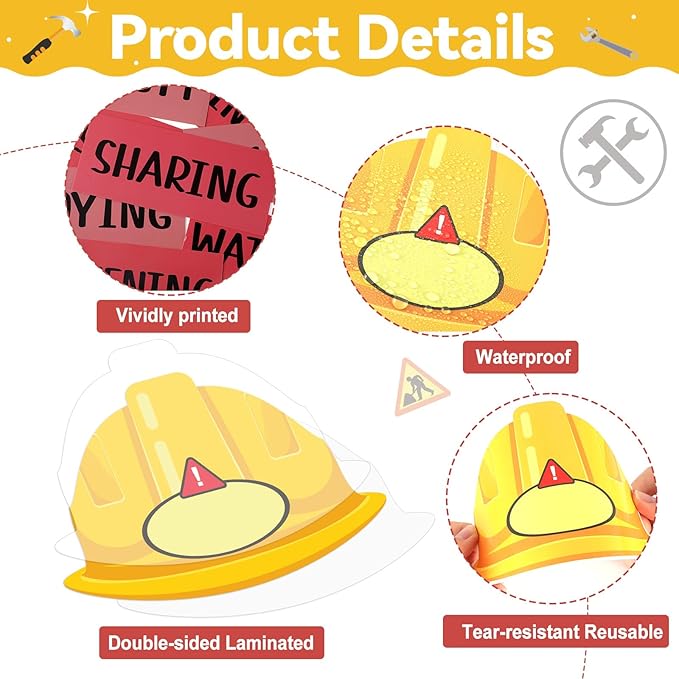 gisgfim Construction Bulletin Board Decorations Learning Under Construction Paper Cutouts DIY Photo Helmet Motivational Bulletin Board Set for Back to School Teacher Classroom Wall Decor Supplies