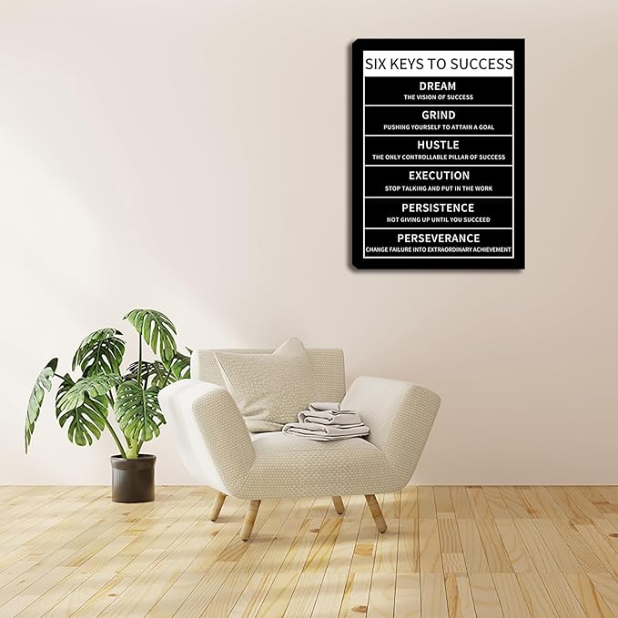 Motivational Office Wall Decor Posters Inspirational Black Wolf Canvas Wall Art Posters Prints Entrepreneur Quote Wall Picture Paintings Artwork Home Bedroom Living Room Decor Framed 12"x16"