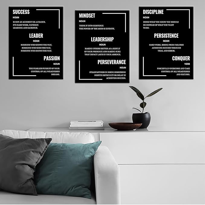 Inspirational Canvas Wall Art 3 Pieces Poster Motivational Entrepreneur Quotes Prints Artwork Home Decor Inspiring Painting Pictures for Bedroom Bathroom Wall Decoration Ready to Hang [36''W x 16''H]