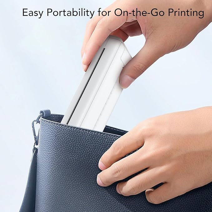 Yunseity Portable Cordless Inkless Thermal Printer, Mini Printer for iOS for Android, Mobile Printing with iPrint APP, Ideal for Office Travel School