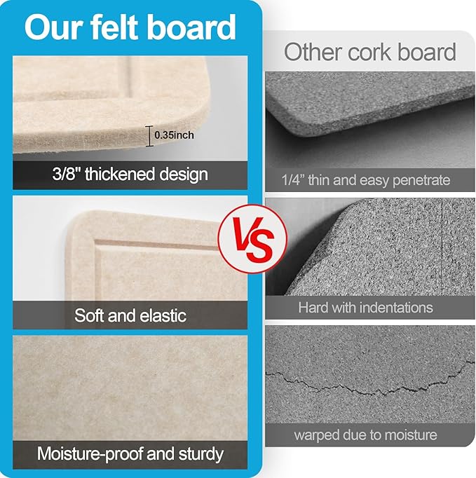 Large Felt Bulletin Board for Wall, 72"x48" Frameless Picture Board, Soft Felt Cork Board for Office, Home Planning & Office Wall Decor, Easy Install Pin Board
