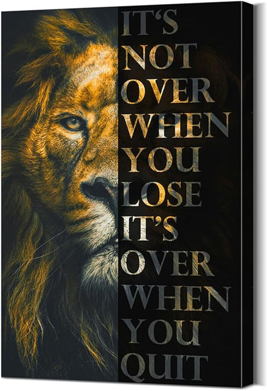YOUHONG Motivational Lion Wall Decor for Men's Office - Inspirational Quote Canvas Art 24x36 Inches, Lightweight Framed Poster with Hook, Positive Affirmations Home & Office Decor