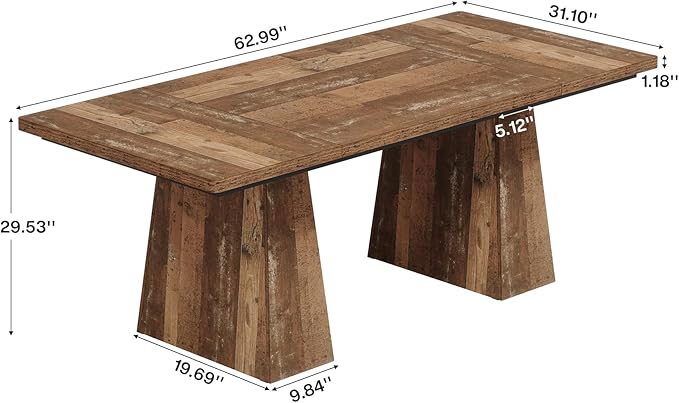 Tribesigns 63-Inch Executive Desk, Modern Office Computer Desk with Sturdy Double Pedestal, Large Study Writing Table Simple Workstations for Home Office, Natural