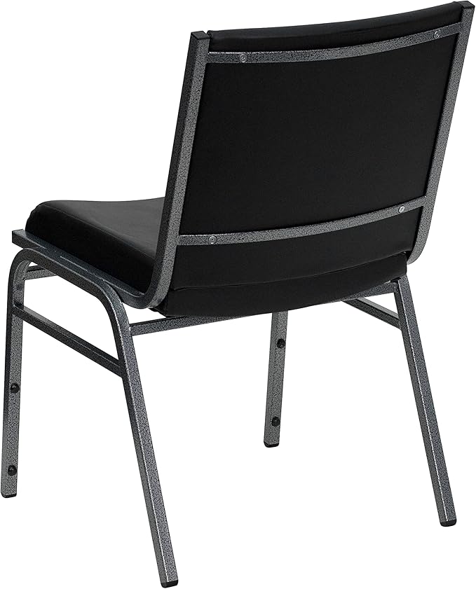 Flash Furniture 4 Pack HERCULES Series Heavy Duty Black Vinyl Stack Chair