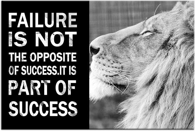 Inspirational Lion Poster Wall Art Black and White Animal Motivational Quotes Print on Canvas Painting Picture Artwork for Modern Home Living Room Gym Wall Decoration Ready to Hang [36''W x 24''H]