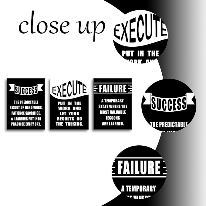 3 Pieces Inspirational Canvas Wall Art Motivational Quotes That Make People Passionate Signs of Success Posters Print Artwork for Office Bedroom Bathroom Wall Picture Ready to Hang [36''W X 16''H]