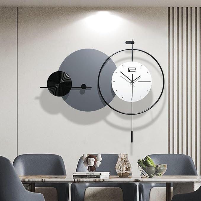 Wall Clock Modern Art Large Wall Clock, Decorative Metal Elk Silent Non Ticking Wall Clocks Modern Clock for Living Room Bedroom Study Office Wall Decor Clock 95cm ()