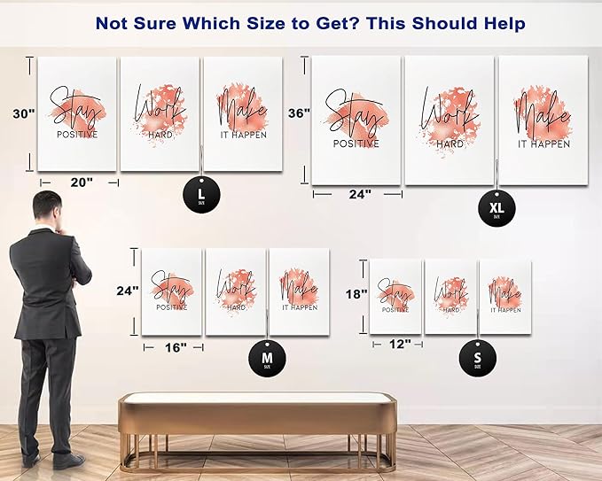 SHMAO Red Office Canvas Wall Art Motivational Wall Decor, 3 Piece Stay Work Make Print Pictures for Office Wall Decor Women Inspirational Framed Artwork Home Office Decor 12”x18”x3 Panels