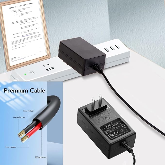 UpBright 24V AC/DC Adapter Compatible with Govee H6076 H6075 LED Floor Lamp Music Sync 24W 2000 Lumen Smart Modern Standing Works Alexa 2200-6500K Adjustable Warm White Black Power Supply Cord Charger