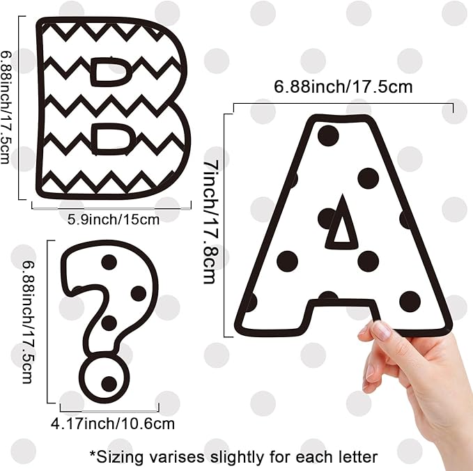 150 PCS Large 7" Bulletin Board Letters Set, Black and White Classroom Alphabet Cutout Letter for Bulletin Board Display Home School, A Great Helper to Inspire Students' Learning Interest