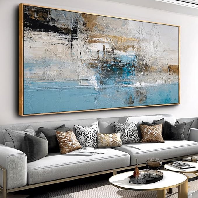 Wall Art Abstract Canvas Painting Blue Fantasy Colorful Wall Decor Modern Artwork for Living Room Bedroom Dining Room Home Office Decor 30"x60" with Framed