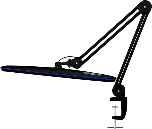 Neatfi XL 2,200 Lumens 20W LED Task Lamp – 23” Ultra-Wide Head | 182 SMD LEDs | 4 Brightness Levels | 3 Light Modes | Eye-Caring, Glare-Free | Adjustable Arm (Black, CCT with Clamp)