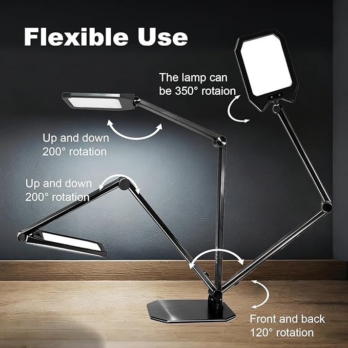 NS Pro LED Desk Lamp with Remote, Eye-Caring CRI95+ Dimmable Light, 3000K–6000K Adjustable Color Temperature, Flexible Clamp or Base Mount, Memory Function Desk Lamp for Office, Study & Zoom Meetings