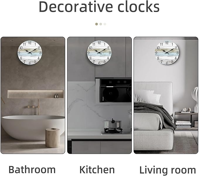 CHYLIN Wall Clock - 18 Inch Silent Non Ticking Wall Clocks Battery Operated, Larger Clock Decorative for Living Room, Kitchen (Blue)