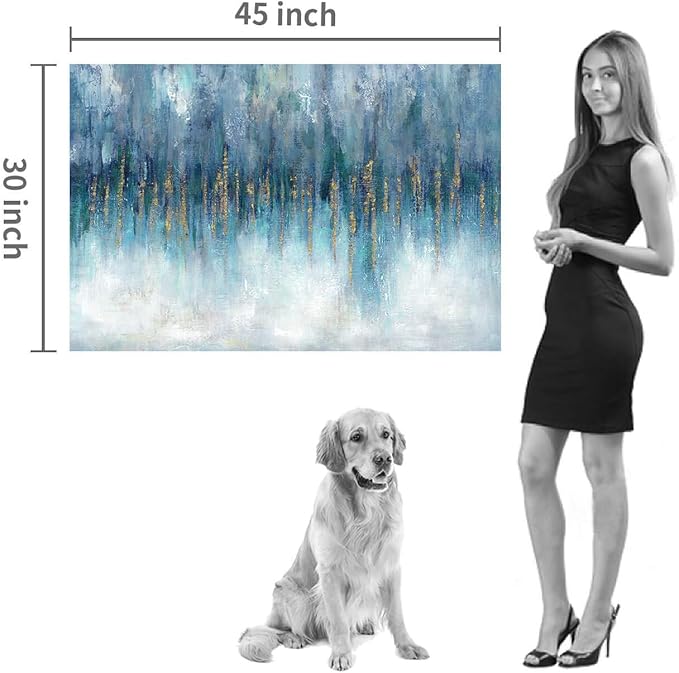 Abstract Art Canvas Painting Picture: Large Artwork Picture with Hand Painted Gold Foils Textured Wall Art for Walls (45'' x 30'' x 1 Panel)