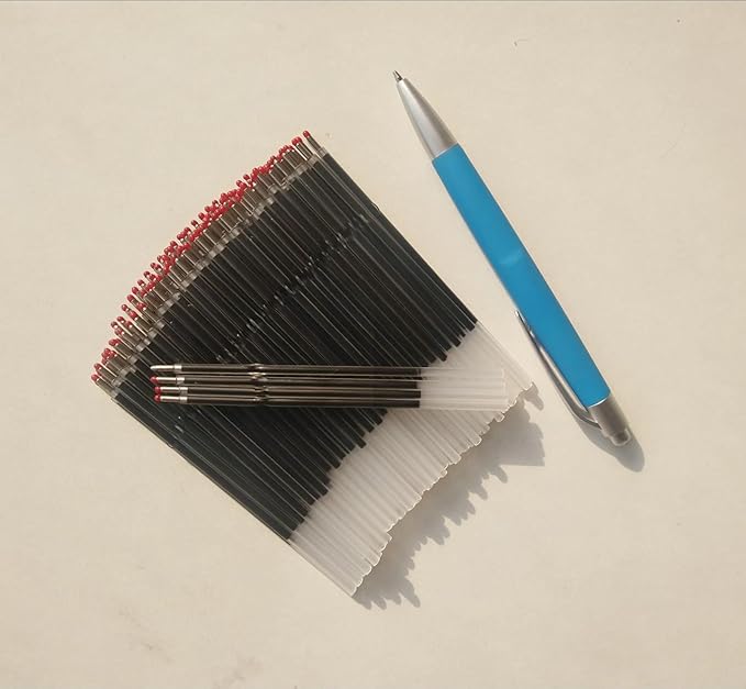 100 Pcs Ball Point Pen Refills Blue,1.0 mm Replaceable Pen Refills,Size 4.2 inch/107mm,Send 1 Retractable Ballpoint Pen,for Office School Supplies (Blue)