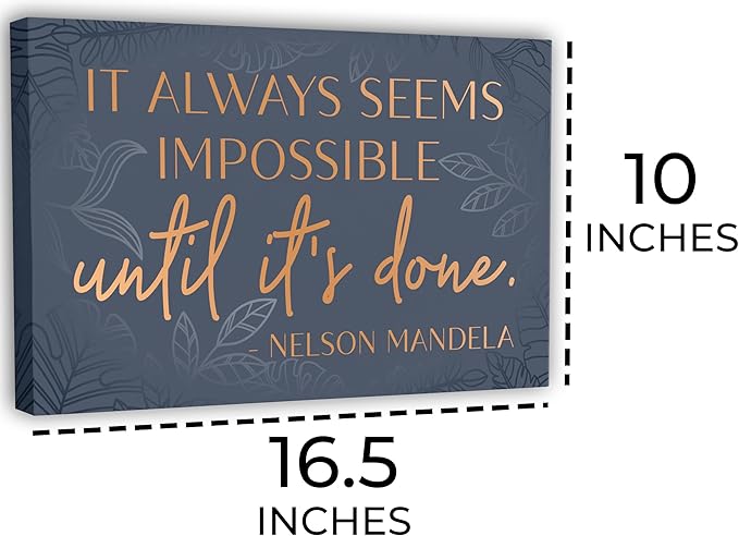 Nelson Mandela Motivational Wall Art – Framed Canvas Poster 10 x 16.5 Inch for Office, Bedroom & Living Room – Inspirational Quote Decor, Mindset & Entrepreneur Wall Art