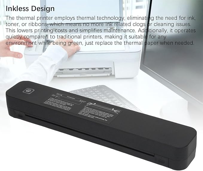 Portable Inkless Printer with 203DPI Resolution Fast Output for Home School Office Support for iOS OS X USB C Connectivity