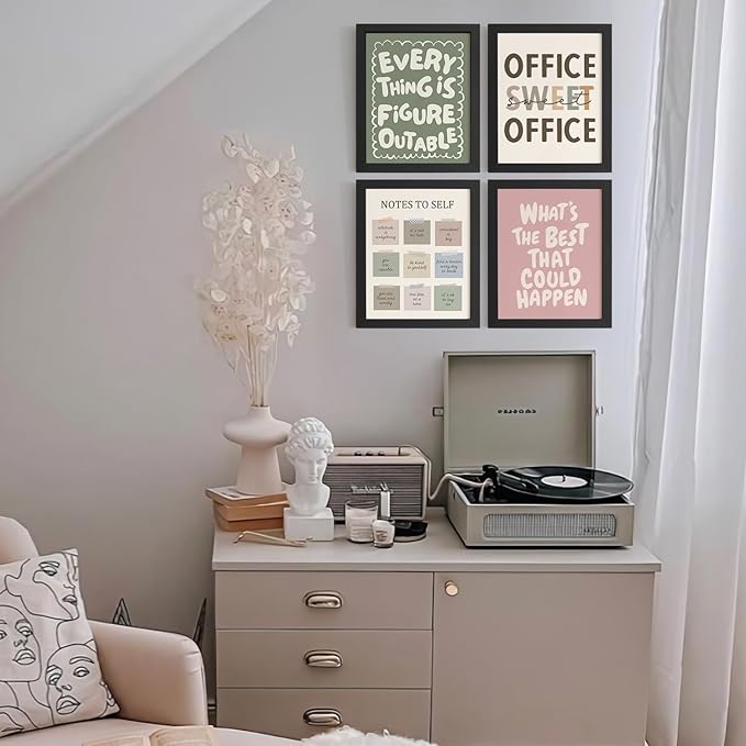 DSHFG Motivational Office Wall Art Decor Prints Set of 4, Inspirational Artwork Wall Decor for Office, Affirmation Cubicle Decorations, 8x10 Unframed