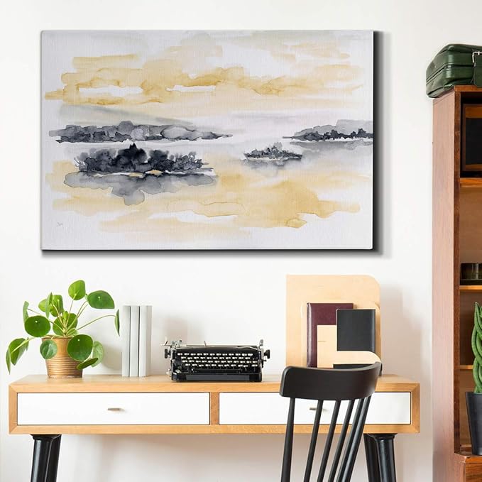 Landscape Wall Art Premium Gallery Wrapped Canvas Abstract Ocean Forest Modern Artwork Decoration for Living Room Kitchen Bathroom Office, Ready to Hang