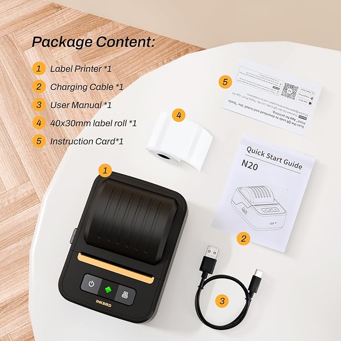 Inkbird Label Maker Machine with Tape, N20 Bluetooth Label Makers, Portable Thermal Label Printer Easy to Use for Office Barcode Address School Home