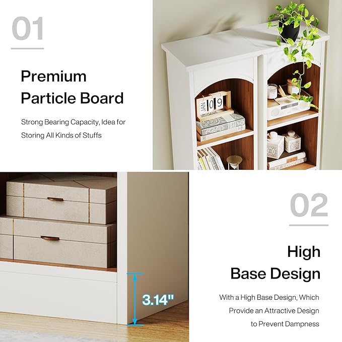 Tribesigns 70.9-Inch Tall Narrow Bookcase Set of 2, 5-Tier Cube Bookshelf with Storage, Modern Slim Corner Display Shelves for Home Office, Living Room, White & Oak